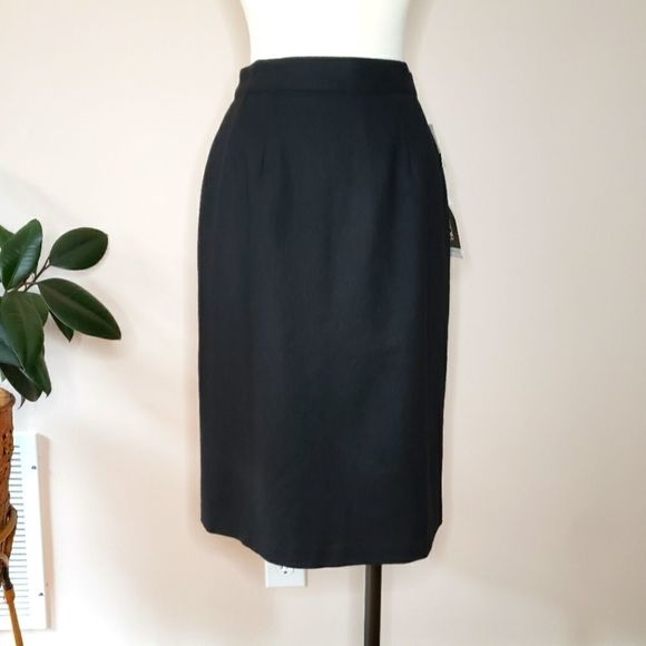 Vintage • NWT black wool pencil skirt - Picture 1 of 6